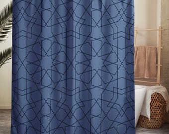 Shower Curtain - Kashmir Blue Geometric