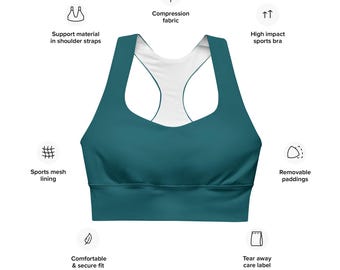 Sujetador deportivo largo – Sherpa azul – XS–3X