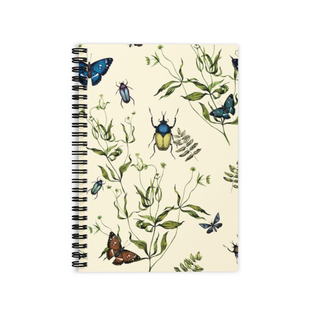Insect Notebook Ruled Line Spiral Notebook – Botanical Insect Nature Pattern - Etsy