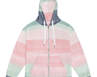 Bluza z kapturem unisex z zamkiem błyskawicznym — miękkie pastelowe paski w odcieniach akwareli — 2XS-6X