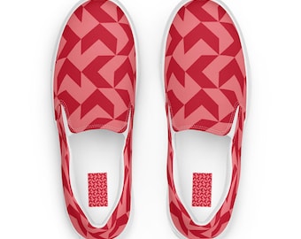 Women’s slip-on canvas shoes - Red & Froly Pink Graphics