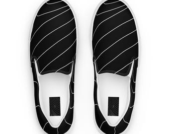 Women’s Slip-On Canvas Shoes — Black with White Contour Line