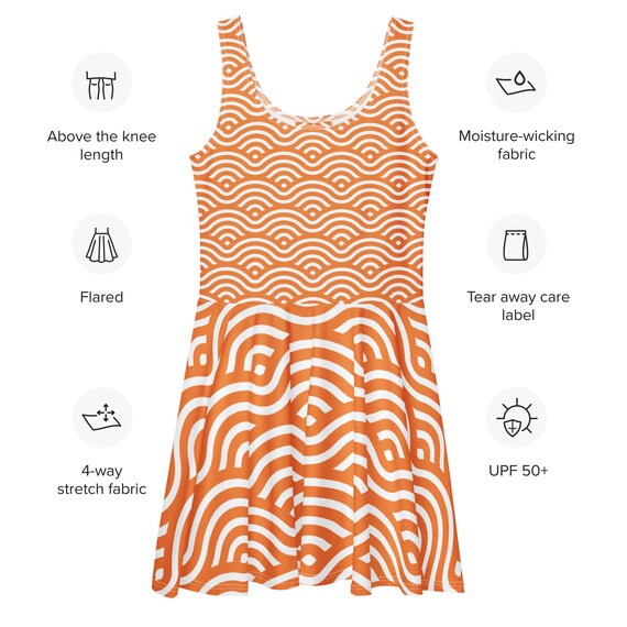 orange tank skater dress Square Neck Tank midi dress