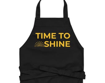 Organic cotton apron - Time to Shine Bold Gold Print