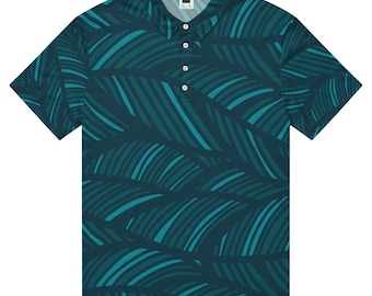 Męska koszulka polo Slim Fit — abstrakcyjna fala — XS-3XL
