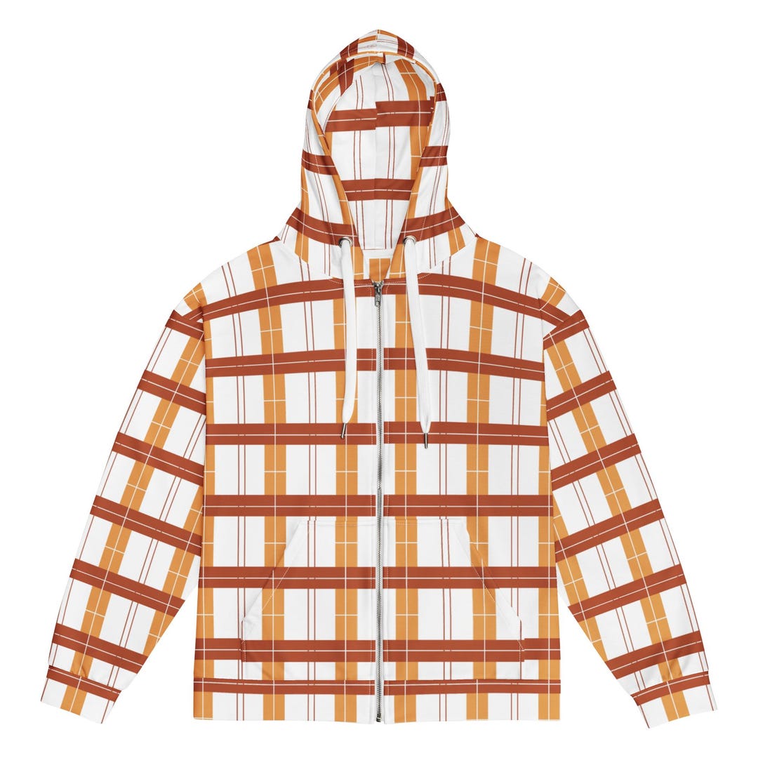Unisex Zip Hoodie - Rust and Mustard Plaid – Retro Fall Checkered
