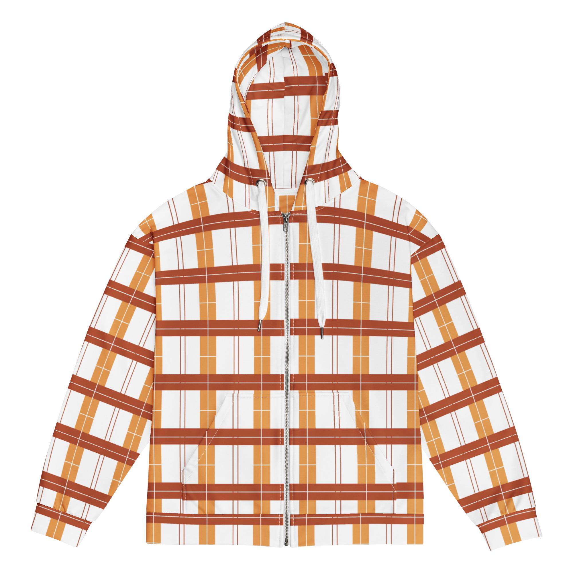 Unisex Zip Hoodie - Rust and Mustard Plaid – Retro Fall Checkered