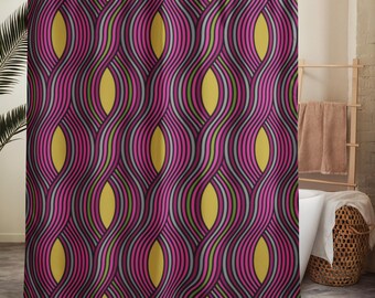 Shower Curtain — Retro Wave Geometric Decor
