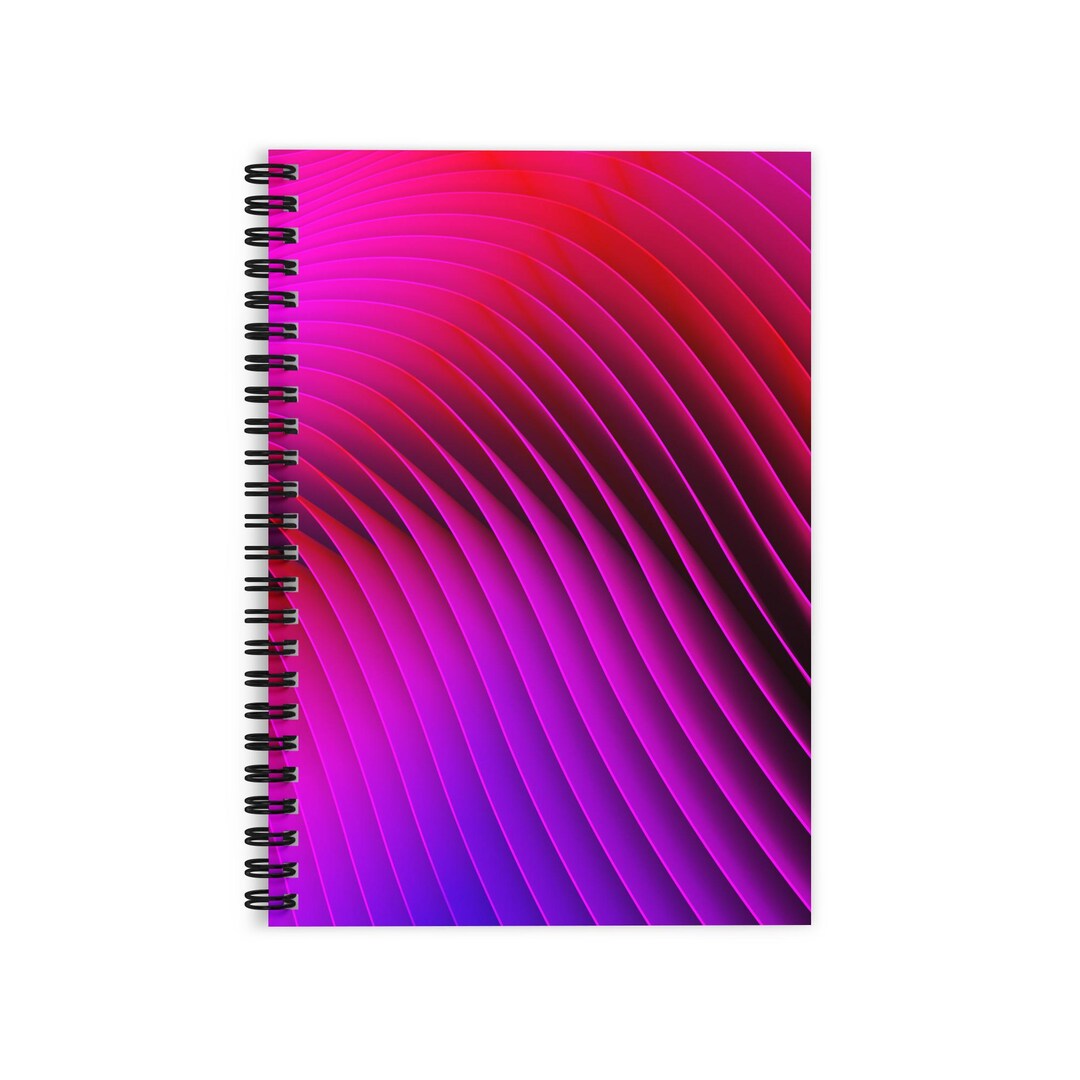 Notebook Wave Line Ruled Line Spiral Notebook – Neon Wave Design - Etsy