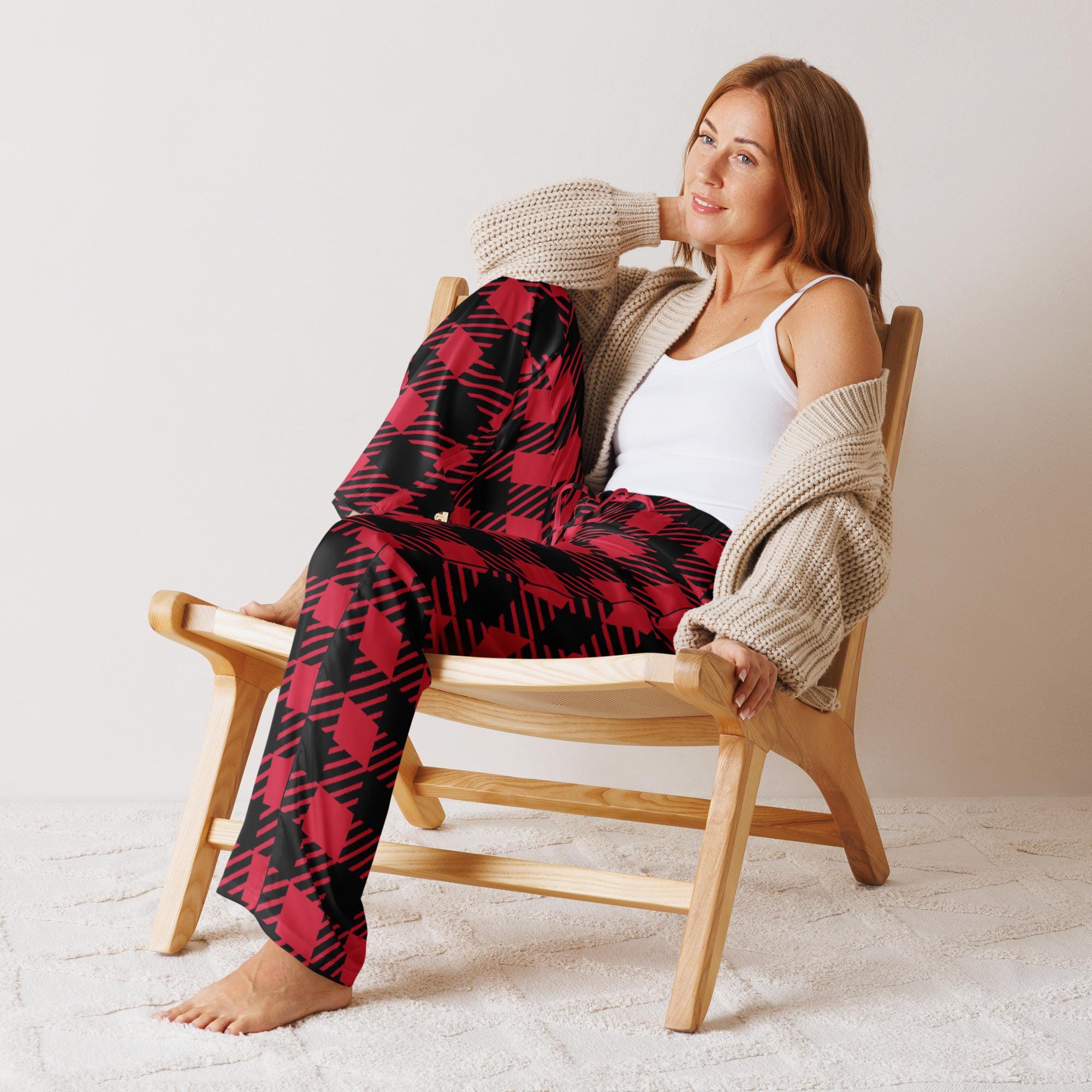 Women's Pajama Pants - Red & Black Checkered Plaid Collection – XS