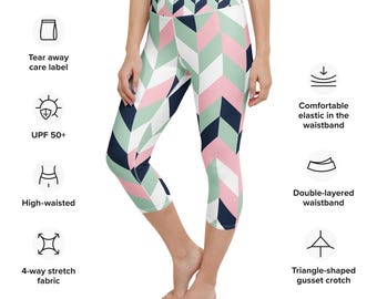 Yoga Capri Leggings - Geometrische Bewegung - XS-XL