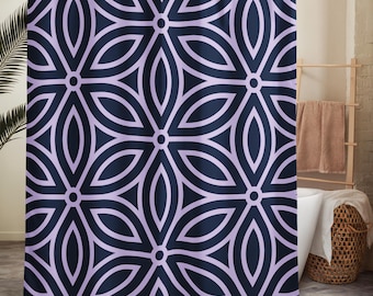Duschvorhang - Navy & White Geometric Decor