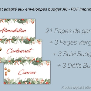 21 A6 Zip Binder Budget Envelope Cover Pages + Customizable Labels + Budget Tracker + Printable Budget Challenges - Christmas Style