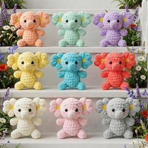 Patroon babyolifant gehaakt: amigurumi-speelgoedtutorial (pdf-patroon)