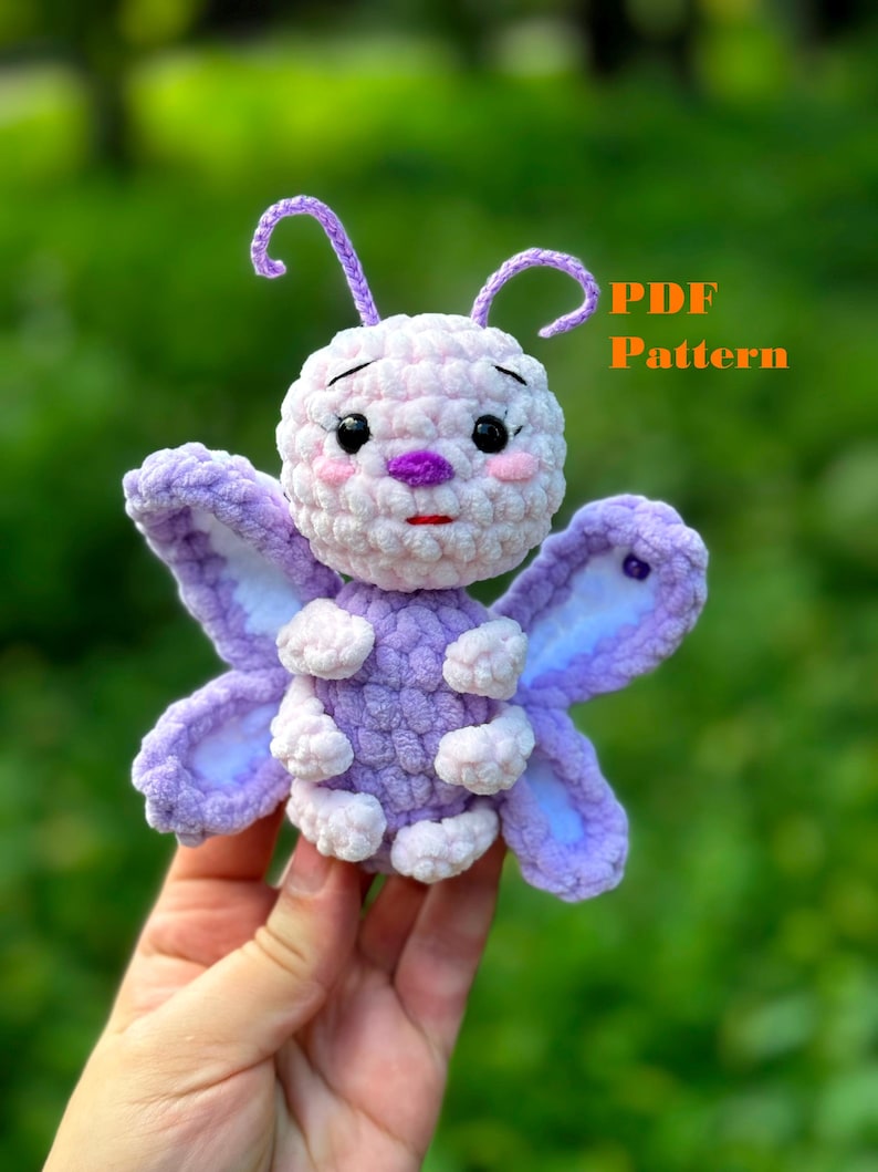 Crochet Butterfly Pattern Amigurumi PDF, Plush Insect Toy Tutorial, Nursery Decor DIY Digital Guide image 4