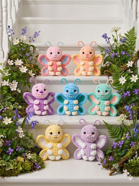 Crochet Butterfly Pattern Amigurumi PDF, Plush Insect Toy Tutorial, Nursery Decor DIY Digital Guide