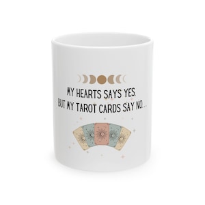 Tarot Card Ceramic Mug, Mystical Tea Cup, Fortune Teller Gift, Occult Coffee Mug, Witchy Drinkware, Espresso Cup, Kitchen Decor
