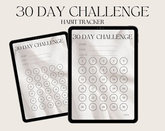 30 Day Challenge, 30 Day Habit Tracker, Health Tracker, Goal Tracker, Printable, Monthly Goal Planner, 30 Day Challenge Tracker, 30 Day Hard