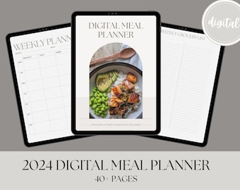 Planificador digital 2024 / Planificador diario, semanal y mensual / Planificador de comidas / Planificador de comidas semanal / Lista de la compra / Planificador Goodnotes / Preparación de comidas