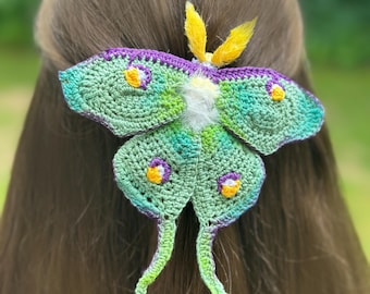 Crochet Luna Moth Hair Clip Pattern **DIGITAL PRODUCT ONLY**