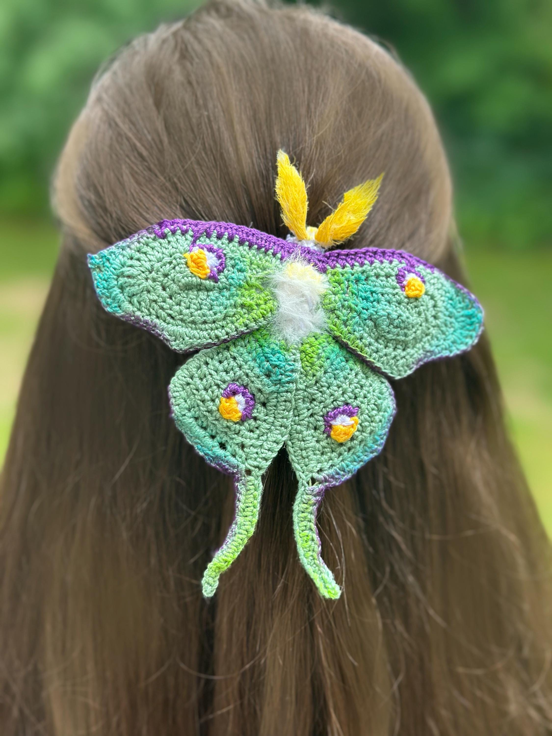Handmade Crocheted Luna Moth Bandana – One Of A Kind 2 Moth Bandana Crochet Patterns: Luna & Death main image 3