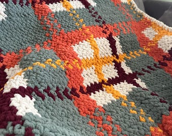 Autumn Plaid Throw Crochet Pattern *PDF PRODUCT ONLY*