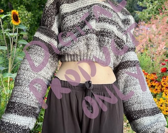 Kurzer Oversize Pullover Häkelanleitung **DIGITALE MUSTER**
