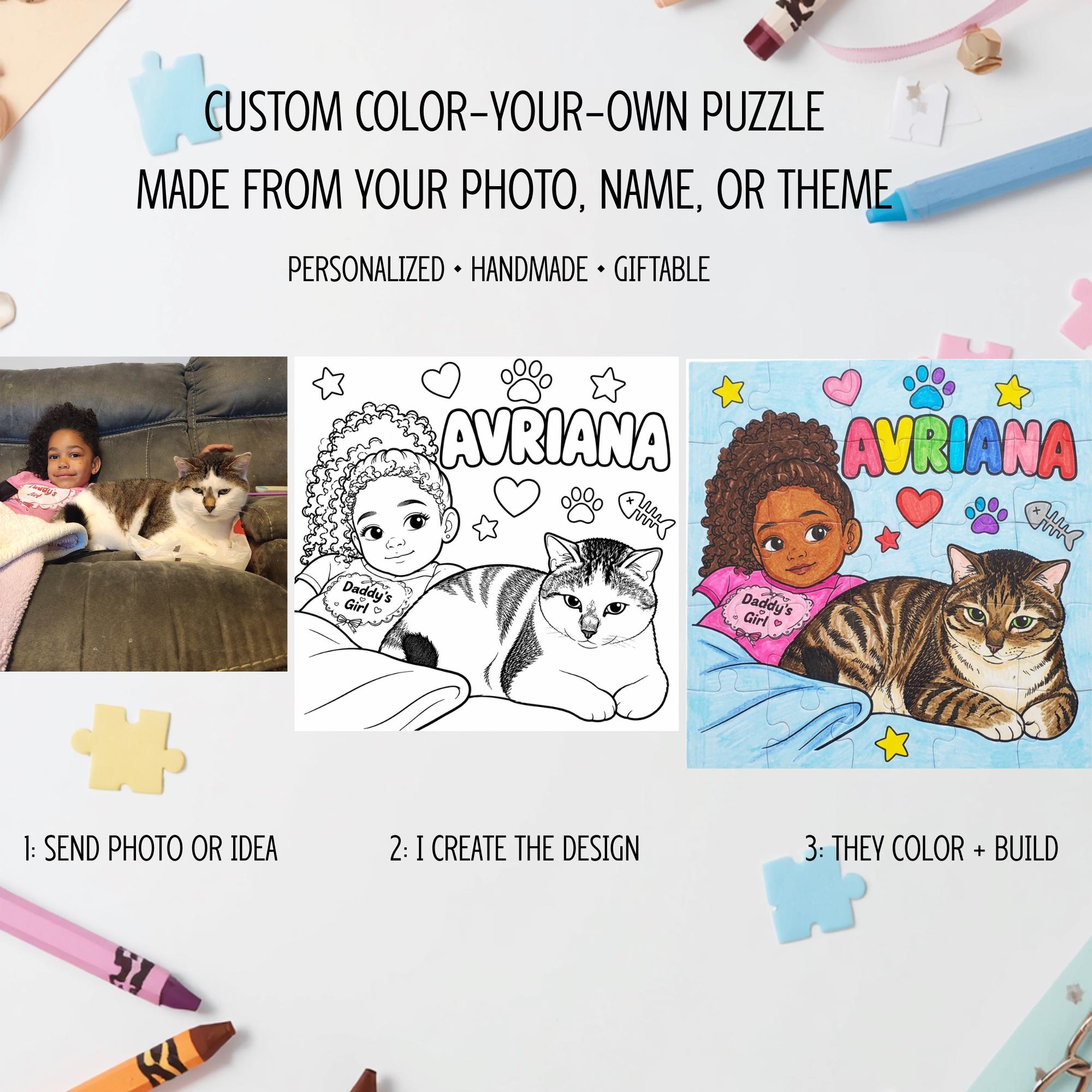 Personalized Coloring Puzzle for Kids, Custom Photo, Color Your Own ...