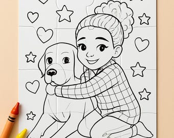 Custom Photo Coloring Puzzle, Personalized Kids Keepsake Puzzle with Crayons
