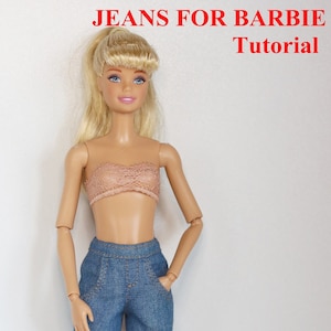 Tutorial jeans with pockets for popular plastic dolls 11.5 in