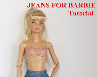 Tutorial jeans with pockets for popular plastic dolls 11.5 in