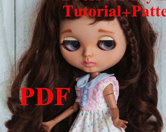 Anleitung+Muster Kleid für Blythe, PDF doll Outfit, Blythe Kleidung