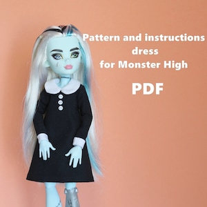 Monster High Kleid PDF Schnittmuster für Puppe G3