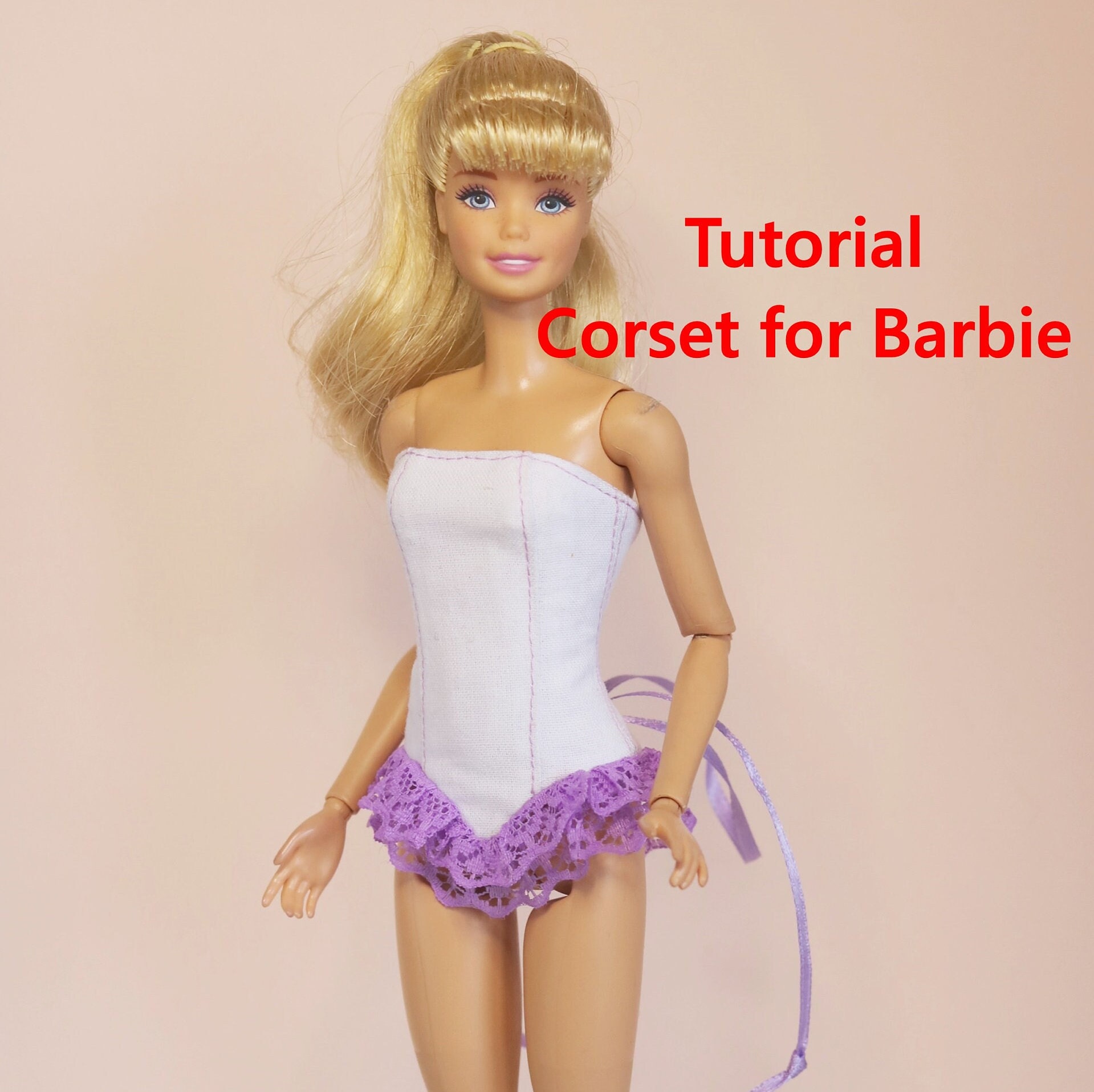 Dress Barbie Corset , Strapless Dress for Barbie , Ivory Dress