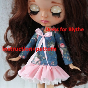 dress pattern in PDF for Blythe doll