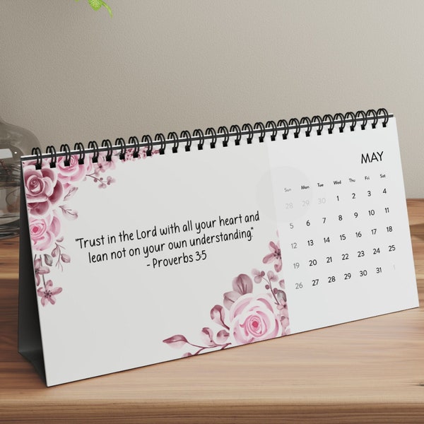 Christian Desk Calendar 2024, Office Monthly Flip Calendar, Floral Scripture Desk Calendar, Coworker Friend Gift, Scripture Calendar