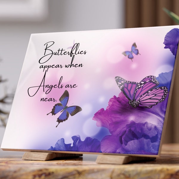 Memorial Tile with butterfly, In Loving Memory of tile, Memorial Tile, In honor of tile