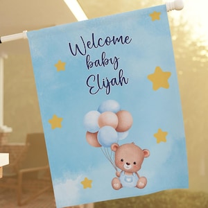 Welcome Baby Flag for New Baby Boy, Custom Baby Welcome Banner, Outdoor Newborn Arrival Sign, Personalized Nursery