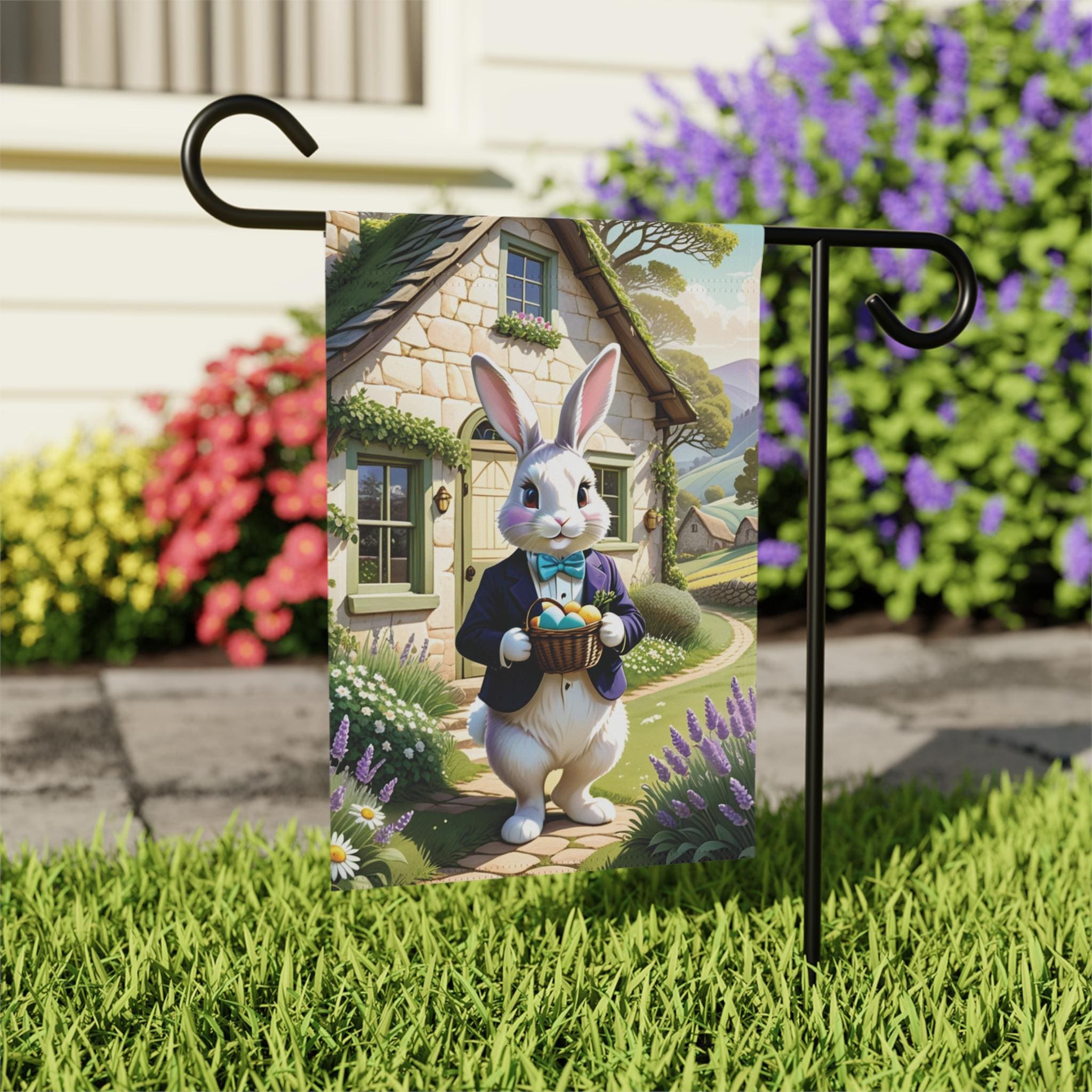 Rabbit Garden Flag, Easter Bunny Flag, Easter Rabbit Flag, Easter Bunny Garden Flag