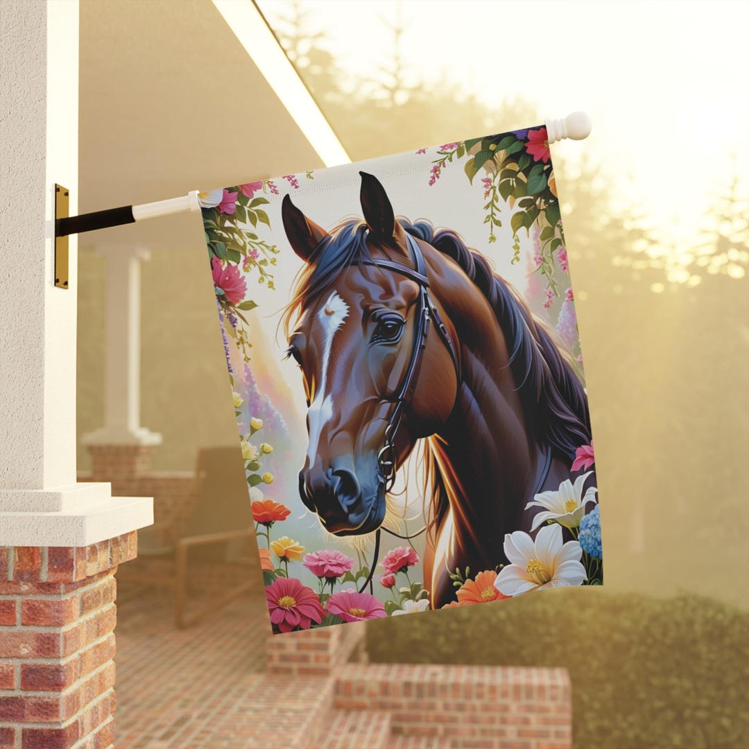 Garden Flag, Horse Flag, Farmhouse Flag, Farm Flag, Spring Flag, Horse ...