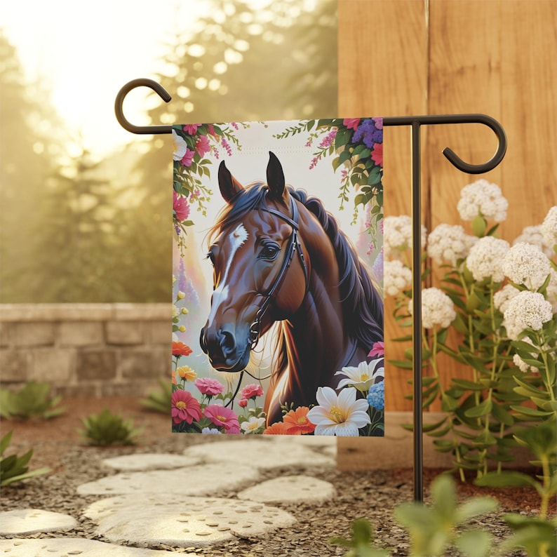 Garden Flag, Horse Flag, Farmhouse Flag, Farm Flag, Spring Flag, Horse ...