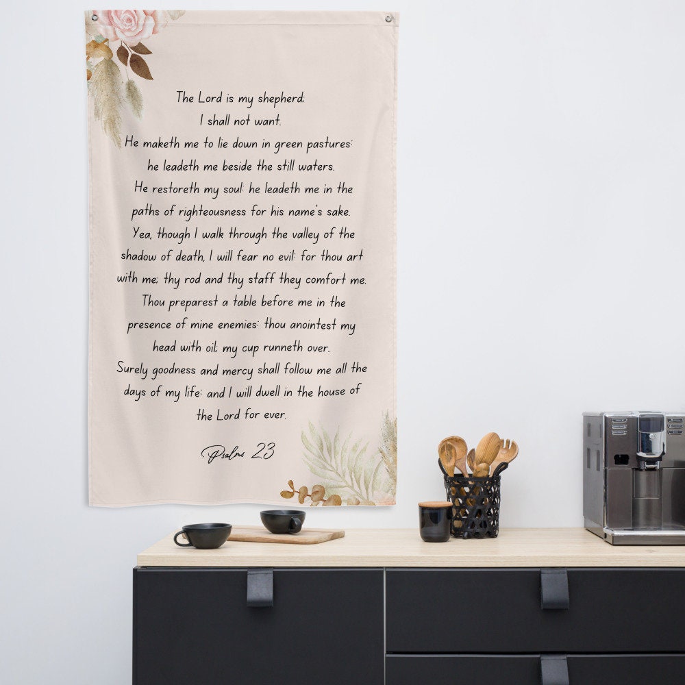 Psalm 23 Banner, Christian Banner, Polyester Banner, Bible Verse