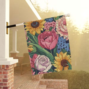 Spring Garden Flag, Floral Banner, Spring Decor, Outdoor Flag, Home and Garden Decoration
