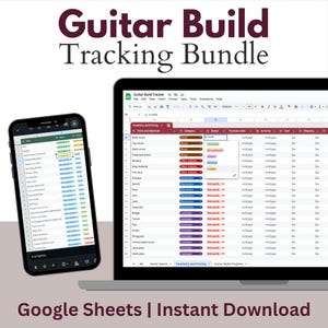 Guitar Build Tracking Spreadsheet Bundle, Spreadsheet for Guitar Builders, Track Guitar Builds, Guitar Expenses, Guitar Part Inventory