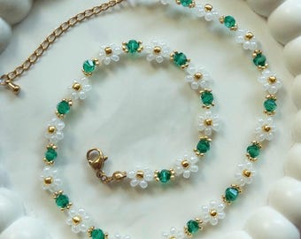 Handmade Beaded Flower Necklace | Floral Beaded Choker | Dainty Necklace | Gift for Her