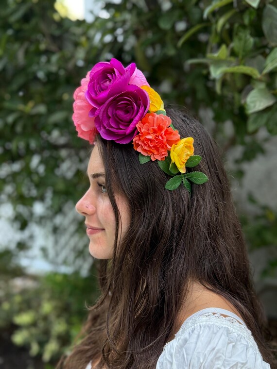 Bold Frida Fuchsia, Yellow, Orange and Pink Flower Crown  display picture 1