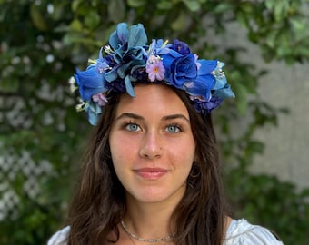 Gorgeous Blue and Purple Flower Crown
