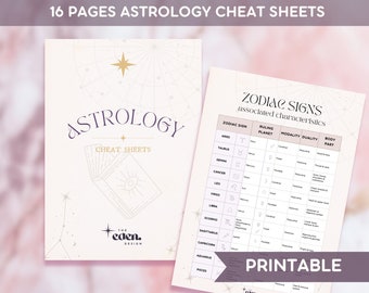 Astrology Essentials: Cheat Sheets Bundle. 16 Astrology basics pages. Birth Chart Natal Chart Zodiac signs. PDF. Instant download