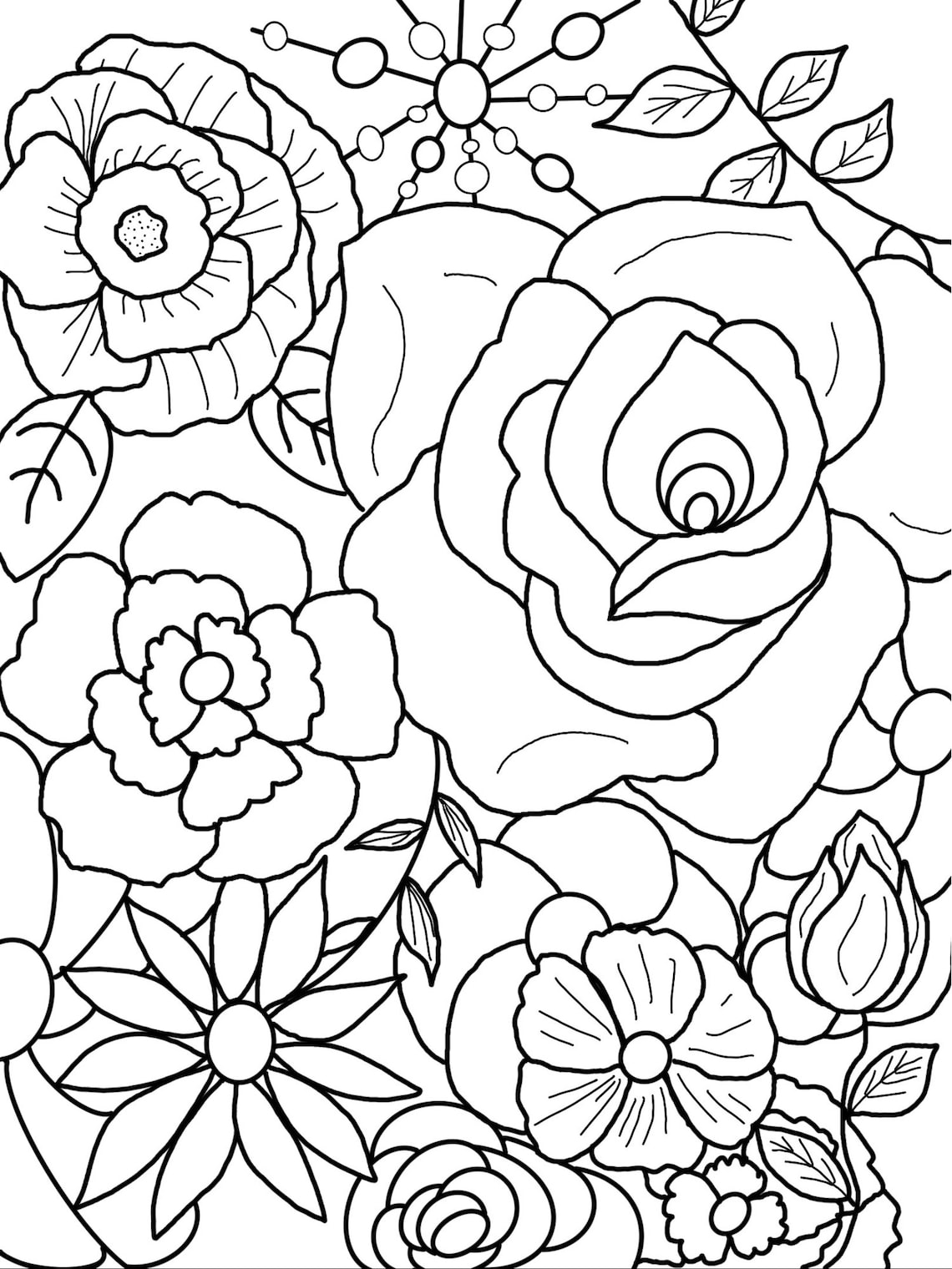 Printable Flower Power Coloring Page Etsy