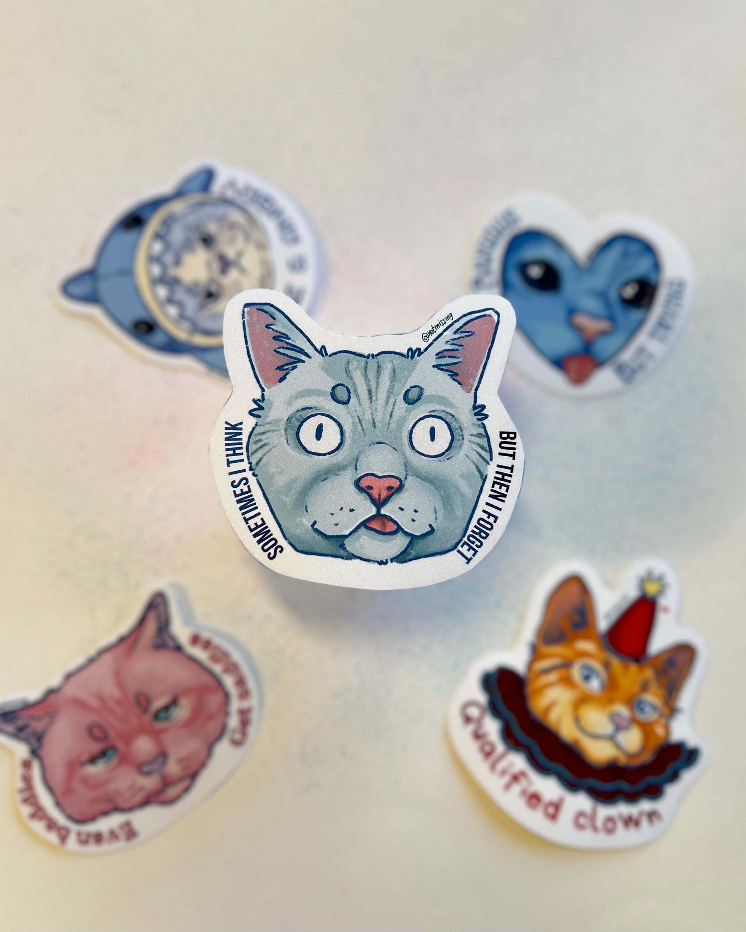 Relatable Sticker Designs Grumpy Cats Sticker Set | Relatable Meme Kitty, Clown, Anxious Vinyl ...